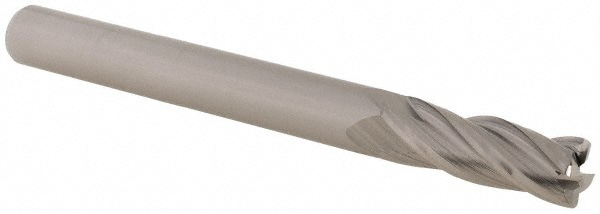 Accupro 14797588 Corner Radius End Mill: 1/4" Dia, 3/4" LOC, 0.02" Radius, 4 Flutes, Solid Carbide 