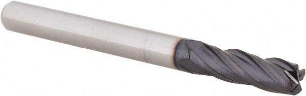 Accupro 14797582 Corner Radius End Mill: 3/16" Dia, 5/8" LOC, 0.03" Radius, 4 Flutes, Solid Carbide 