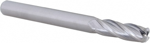 Accupro 14797589 Corner Radius End Mill: 1/4" Dia, 3/4" LOC, 0.06" Radius, 4 Flutes, Solid Carbide 