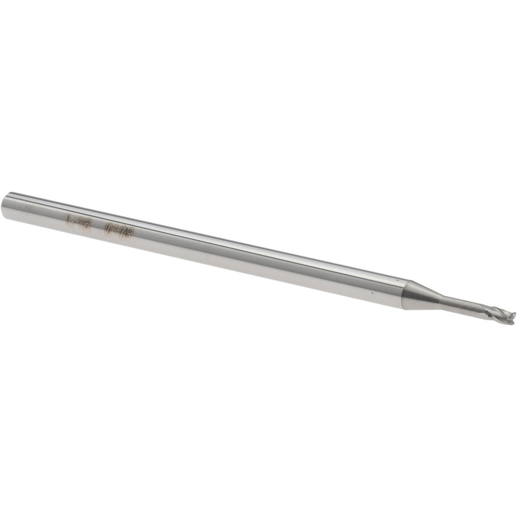 14796237 Corner Radius End Mill: 1/16" Dia, 1.25" LOC, 0.0100" Radius, 3 Flute, Solid Carbide  