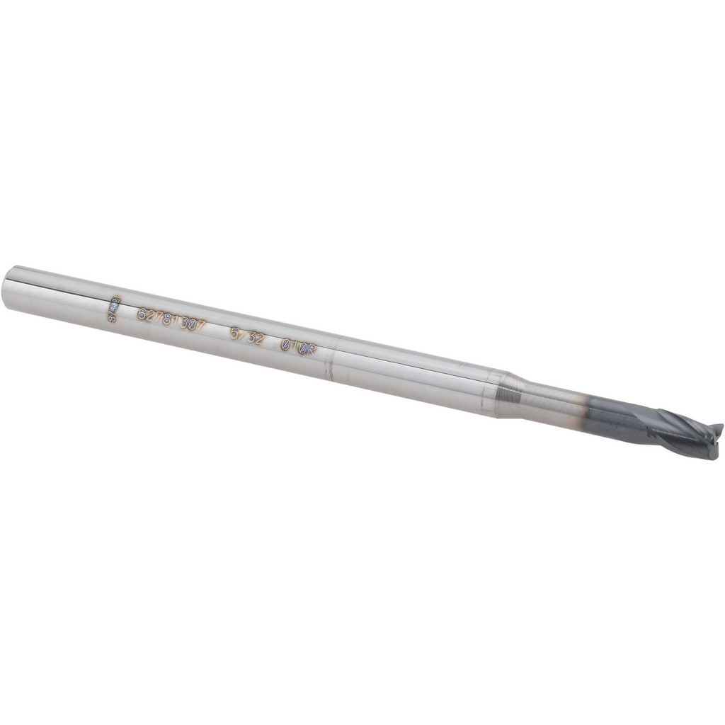 14796272 Corner Radius End Mill: 0.1562" Dia, 1.25" LOC, 0.0100" Radius, 3 Flute, Solid Carbide  