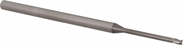 Accupro 14797225 Square End Mill: 1/16 Dia, 3/32 LOC, 1/8 Shank Dia, 2-1/2 OAL, 3 Flutes, Solid Carbide 