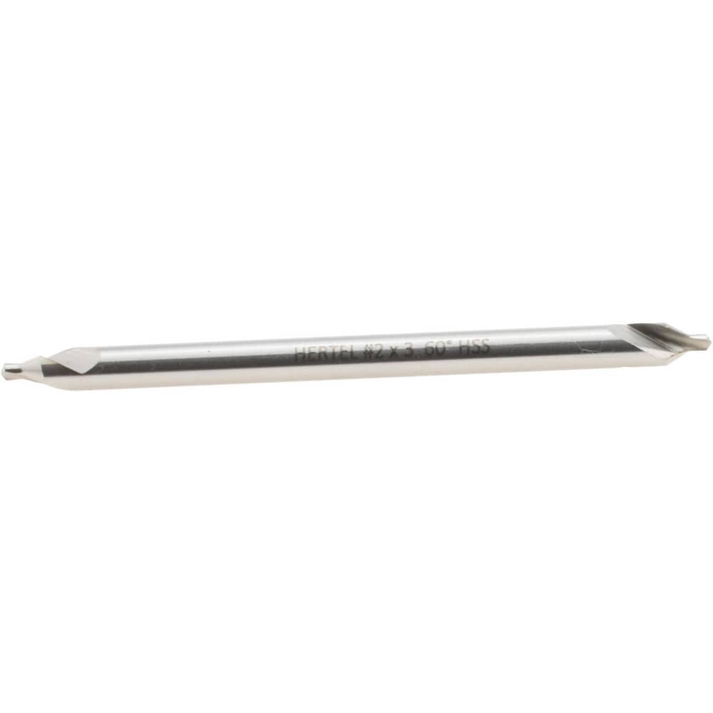 Combo Drill & Countersink: #2, 3/16" Body Dia, 1180, High Speed Steel
