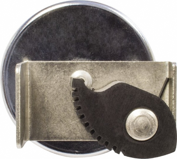 82 Lb Max Pull Force, 3/8" Overall Height, 2.63" Dia, Ceramic Cup Magnet - Clamp Style, 1-1/4" Clamp Opening, Chrome Plated