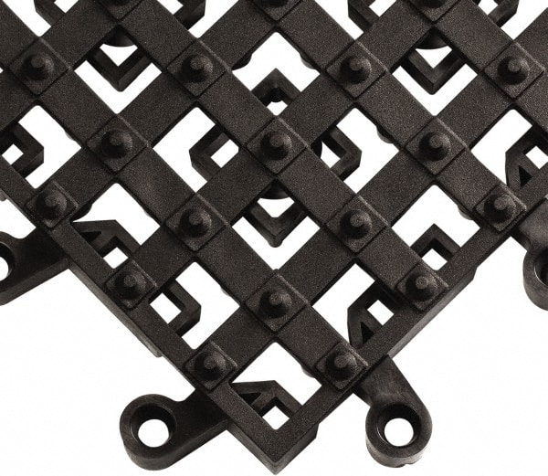 Wearwell 553.78x18x18BK Anti-Fatigue Modular Tile Mat: Dry & Wet Environment, 18" Length, 18" Wide, 7/8" Thick, Black 