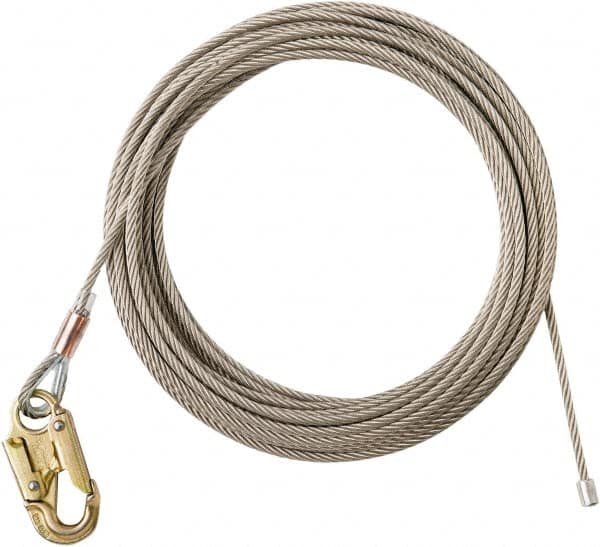 100' Long, 350 Lb Capacity, 1 Leg Locking Snap Hook Harness Lifeline
