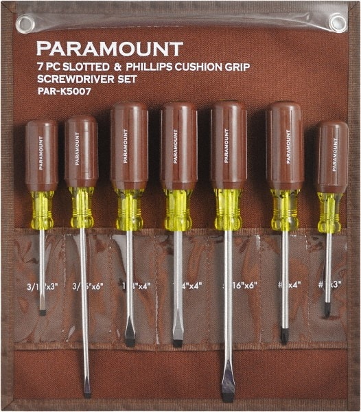 Paramount PAR-K5007 Screwdriver Set: 7 Pc, Phillips & Slotted 