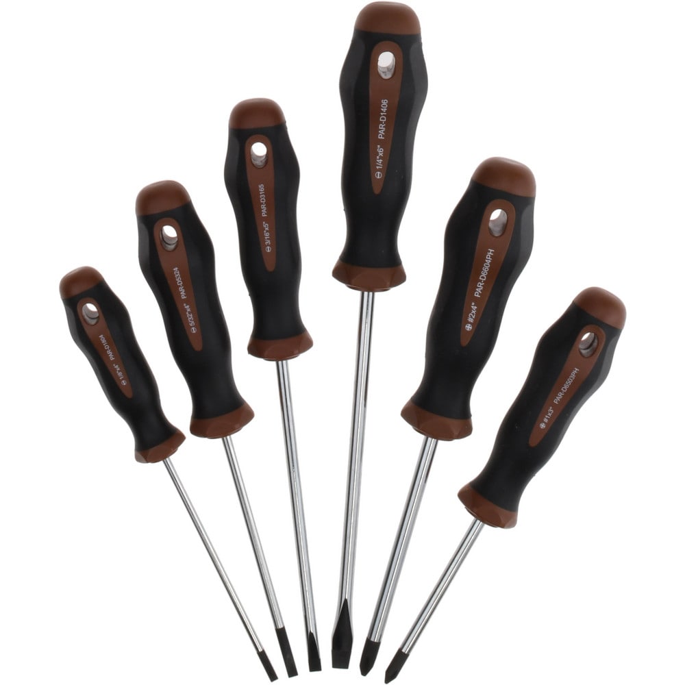 Screwdriver Set: 6 Pc, Phillips & Slotted