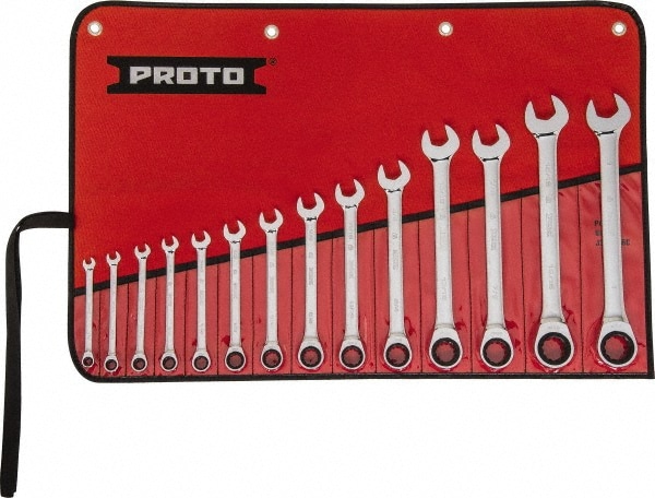 PROTO JSCRT-14S Ratcheting Combination Wrench Set: 14 Pc, Inch Image