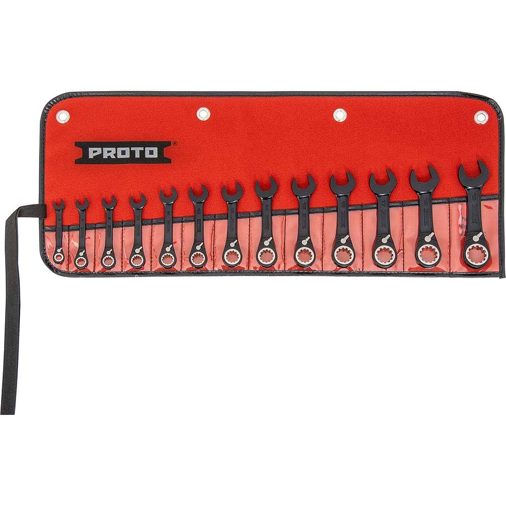 PROTO JSCVMS-13S Short Ratcheting Reversible Combination Spline Wrench Set: 13 Pc, Metric 