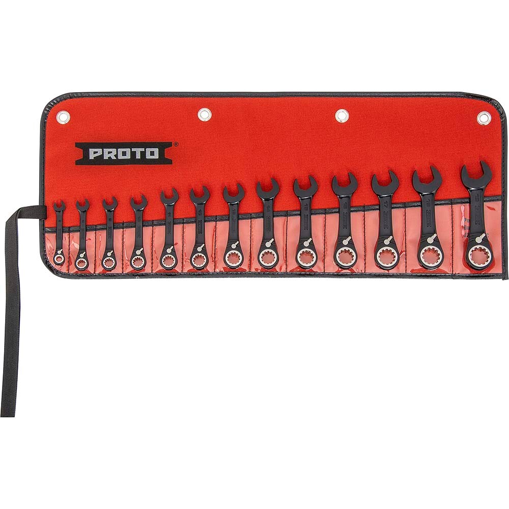 Short Ratcheting Reversible Combination Spline Wrench Set: 13 Pc, Metric