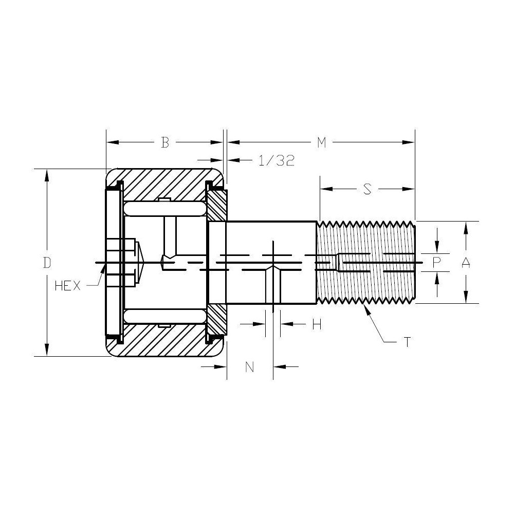 Accurate Bushing Plain Cam Follower 1.25" Roller Dia, 0.75" Roller