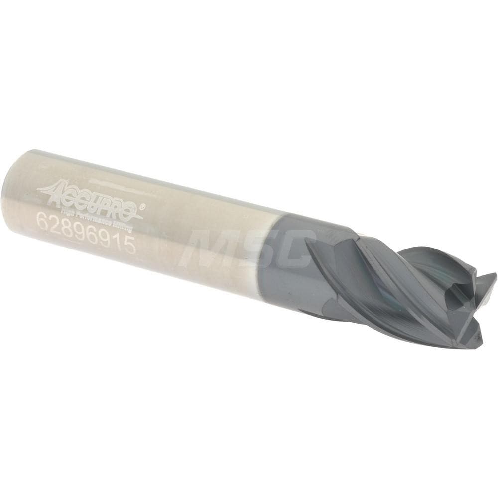 Accupro 446S4375C15 Corner Chamfer End Mill: 0.4375" Dia, 0.5625" LOC, 4 Flute, 0.015" Chamfer Width, Solid Carbide Image