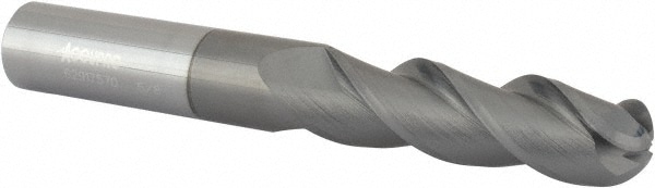 Accupro 12179193 Ball End Mill: 0.625" Dia, 2.125" LOC, 3 Flute, Solid Carbide 