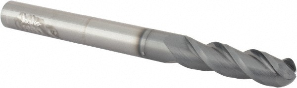 Accupro 12179207 Ball End Mill: 0.5625" Dia, 2" LOC, 3 Flute, Solid Carbide 