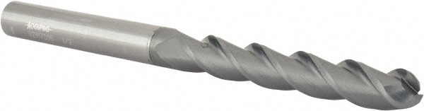 Accupro 12179199 Ball End Mill: 0.5" Dia, 3" LOC, 3 Flute, Solid Carbide 