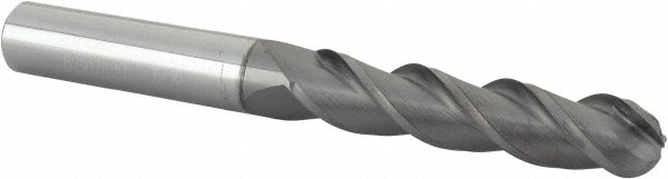 Accupro 12179191 Ball End Mill: 0.4375" Dia, 2" LOC, 3 Flute, Solid Carbide 