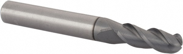 Accupro 12179168 Ball End Mill: 0.2812" Dia, 0.75" LOC, 3 Flute, Solid Carbide 