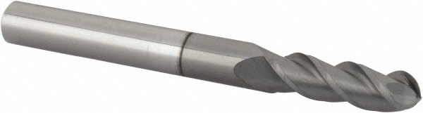 Accupro 12179165 Ball End Mill: 0.2344" Dia, 0.75" LOC, 3 Flute, Solid Carbide 
