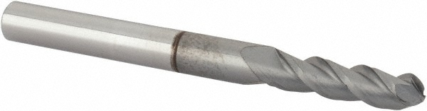Accupro 12179161 Ball End Mill: 0.1719" Dia, 0.625" LOC, 3 Flute, Solid Carbide 