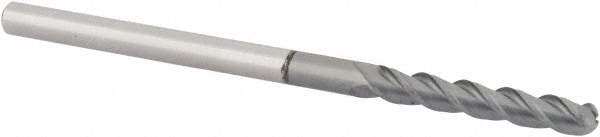 Accupro 12179187 Ball End Mill: 0.125" Dia, 0.75" LOC, 3 Flute, Solid Carbide 