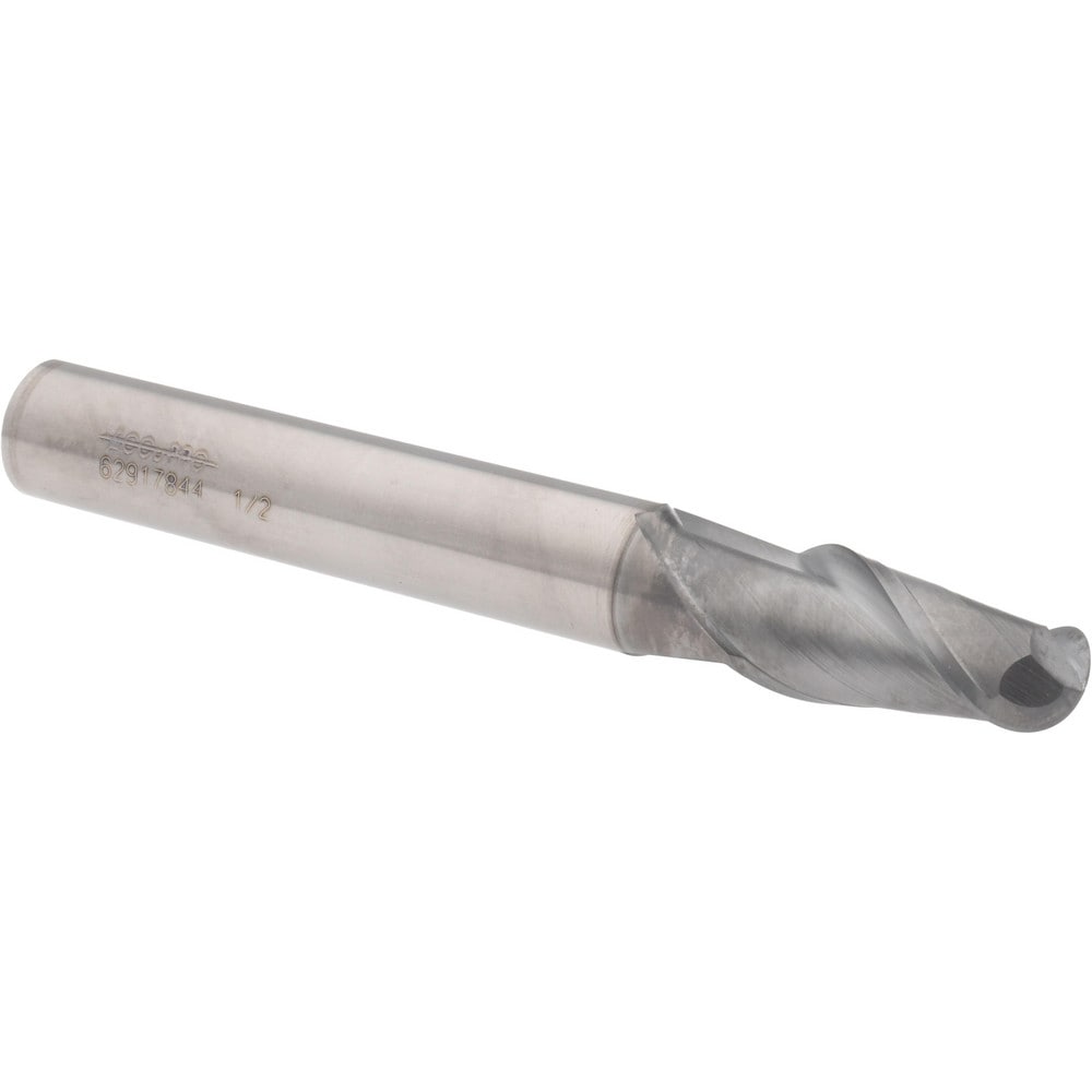 Accupro 12179149 Ball End Mill: 0.5" Dia, 1" LOC, 2 Flute, Solid Carbide 