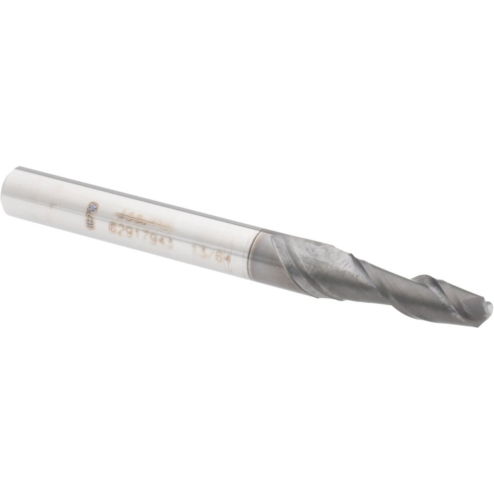 Accupro 12179095 Ball End Mill: 0.2031" Dia, 0.625" LOC, 2 Flute, Solid Carbide 