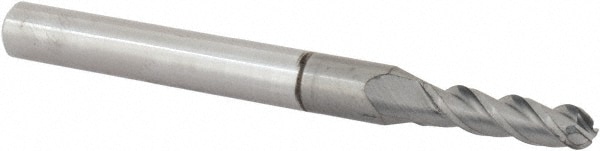 Accupro 12179159 Ball End Mill: 0.1406" Dia, 0.5" LOC, 3 Flute, Solid Carbide 