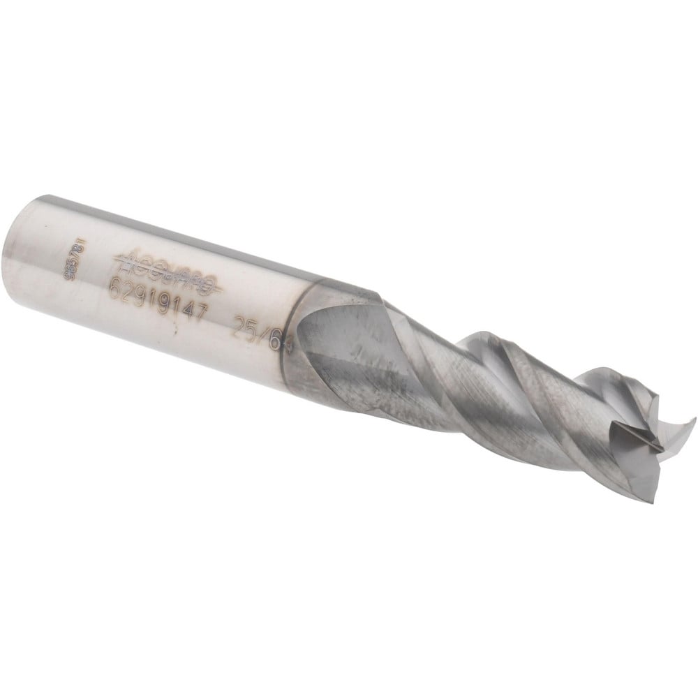 Accupro 12178890 Square End Mill: 25/64 Dia, 1 LOC, 7/16 Shank Dia, 2-3/4 OAL, 3 Flutes, Solid Carbide 