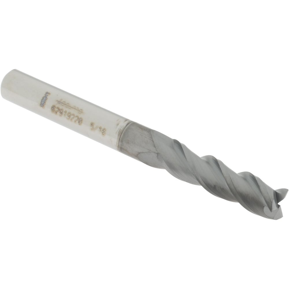 Accupro 12178924 Square End Mill: 5/16 Dia, 1-1/8 LOC, 5/16 Shank Dia, 3 OAL, 3 Flutes, Solid Carbide 