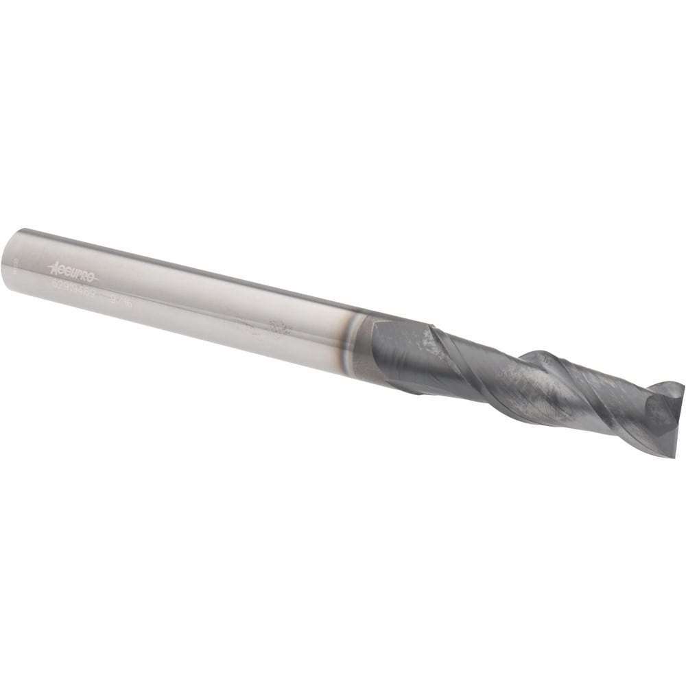 Accupro 12178855 Square End Mill: 9/16 Dia, 2 LOC, 9/16 Shank Dia, 6 OAL, 2 Flutes, Solid Carbide 