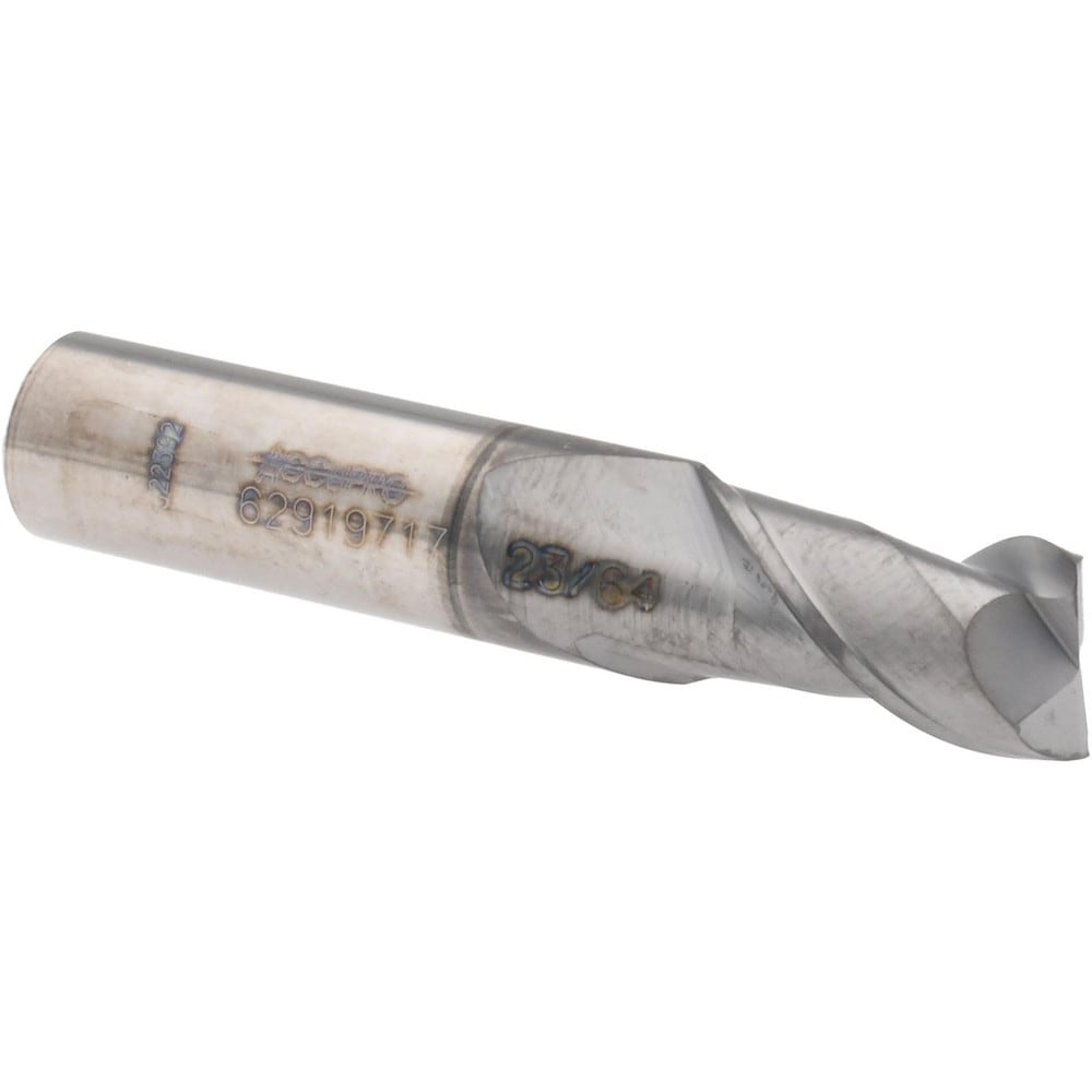 Accupro 12178794 Square End Mill: 23/64 Dia, 5/8 LOC, 3/8 Shank Dia, 2 OAL, 2 Flutes, Solid Carbide 