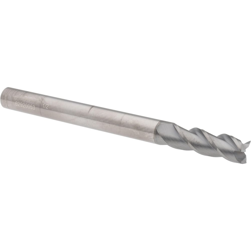 Accupro 12178954 Square End Mill: 1/2 Dia, 1-1/2 LOC, 1/2 Shank Dia, 6 OAL, 3 Flutes, Solid Carbide 