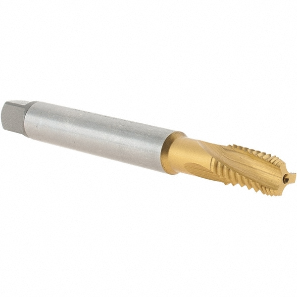 Emuge CW493100.5764 1/8-27 NPT, 15° Helix, 3 Flutes, Modified Bottoming Chamfer, TiN Finish, Cobalt, Spiral Flute Pipe Tap Image