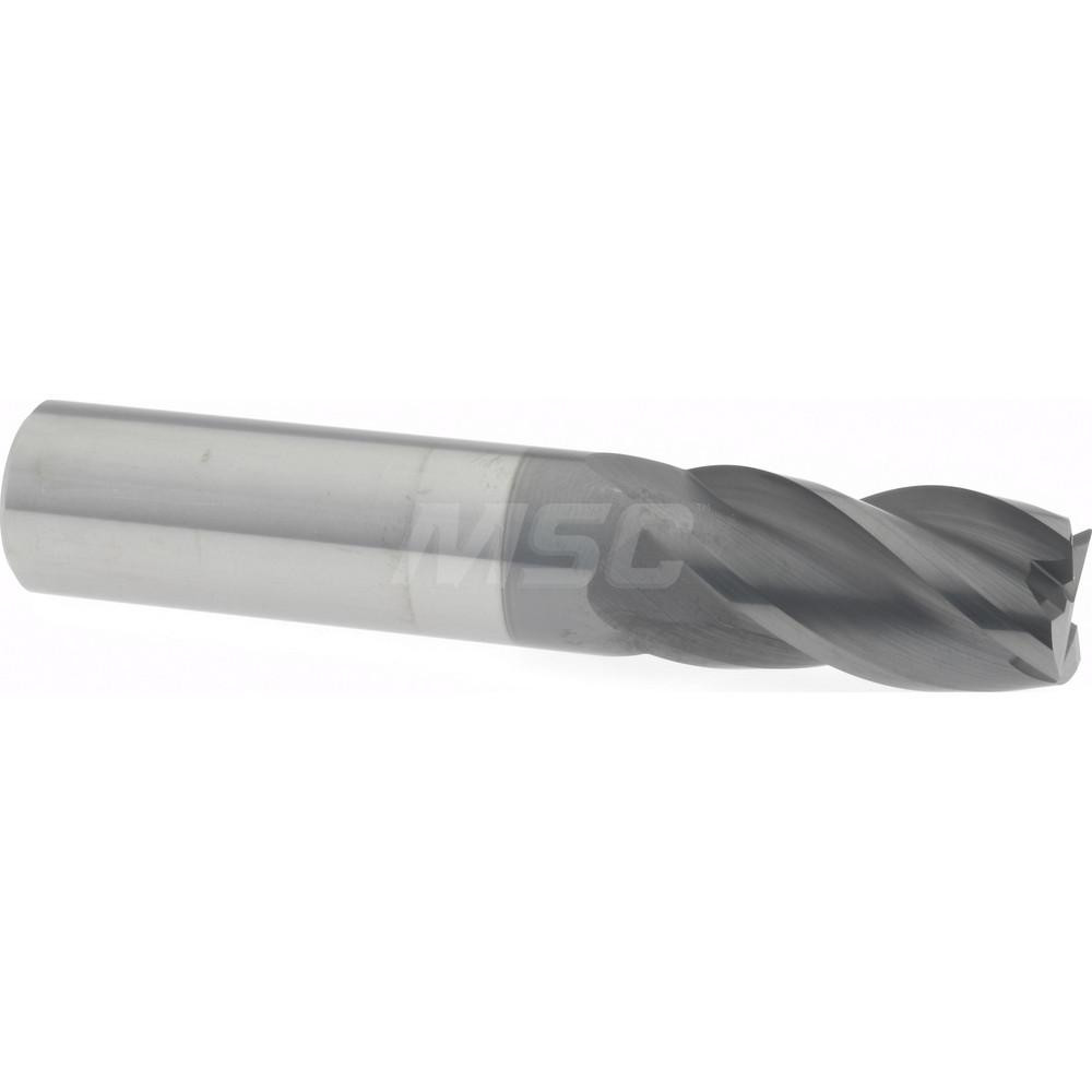 Corner Radius End Mill: 3/4" Dia, 1-1/2" LOC, 0.02" Radius, 4 Flutes, Solid Carbide
