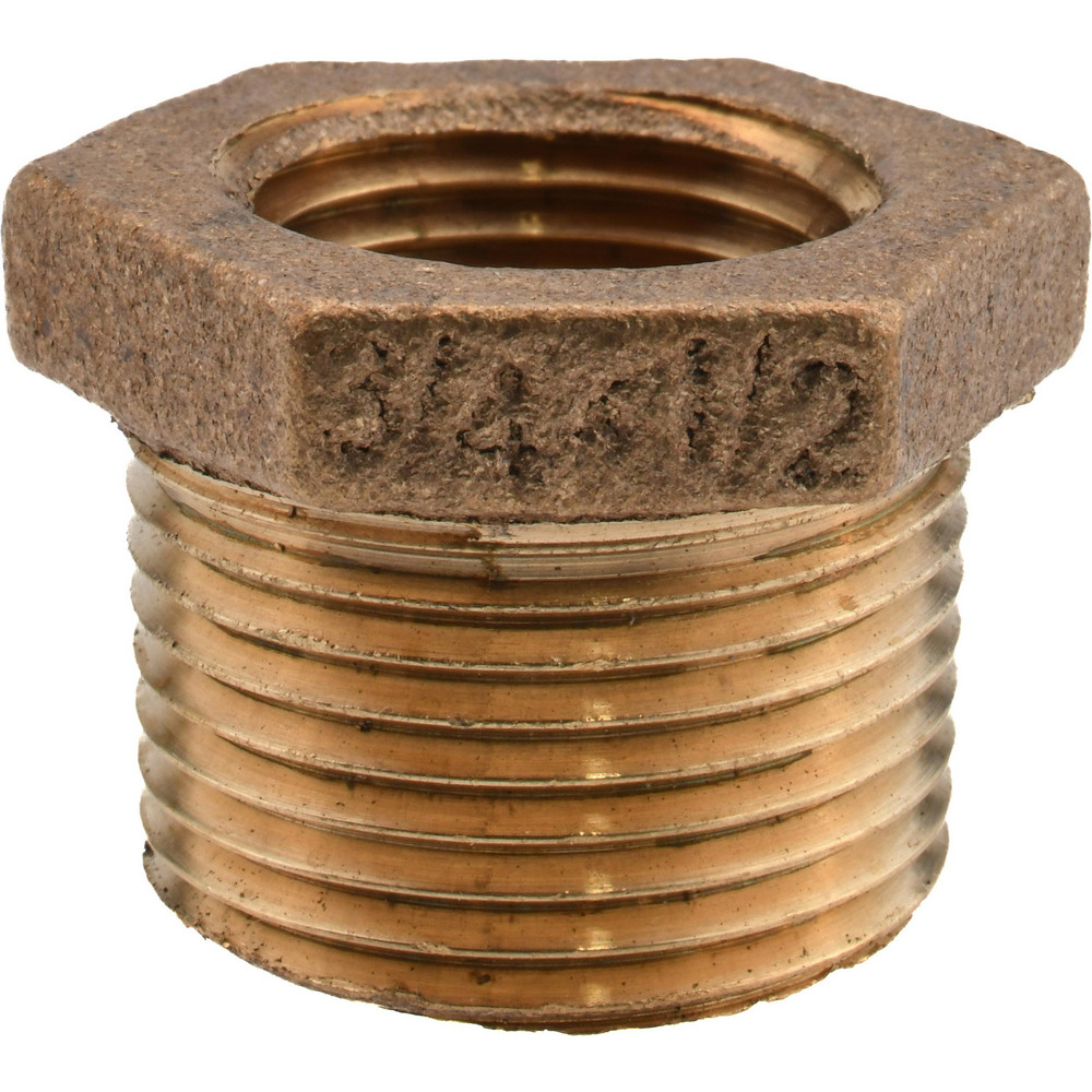 Brass Pipe Bushing: 3/4 x 1/2" Fitting, Threaded, MNPT x FNPT, Class 125, Lead Free
