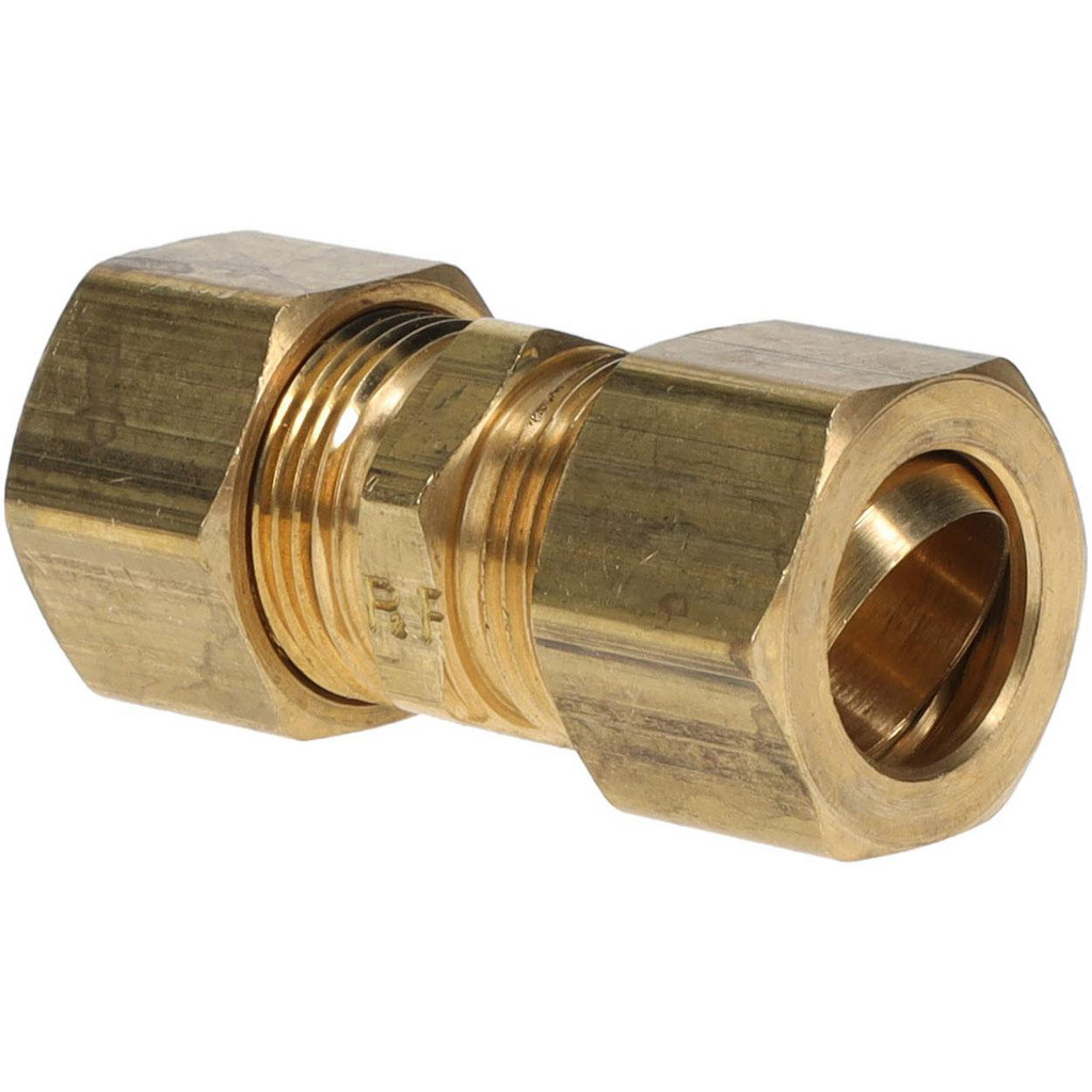 Parker Compression Tube Union: 13/16-18, 5/8" Tube OD, Compression x Compression - Brass, SAE J512 & SAE 060101 BA | Part #62C-10