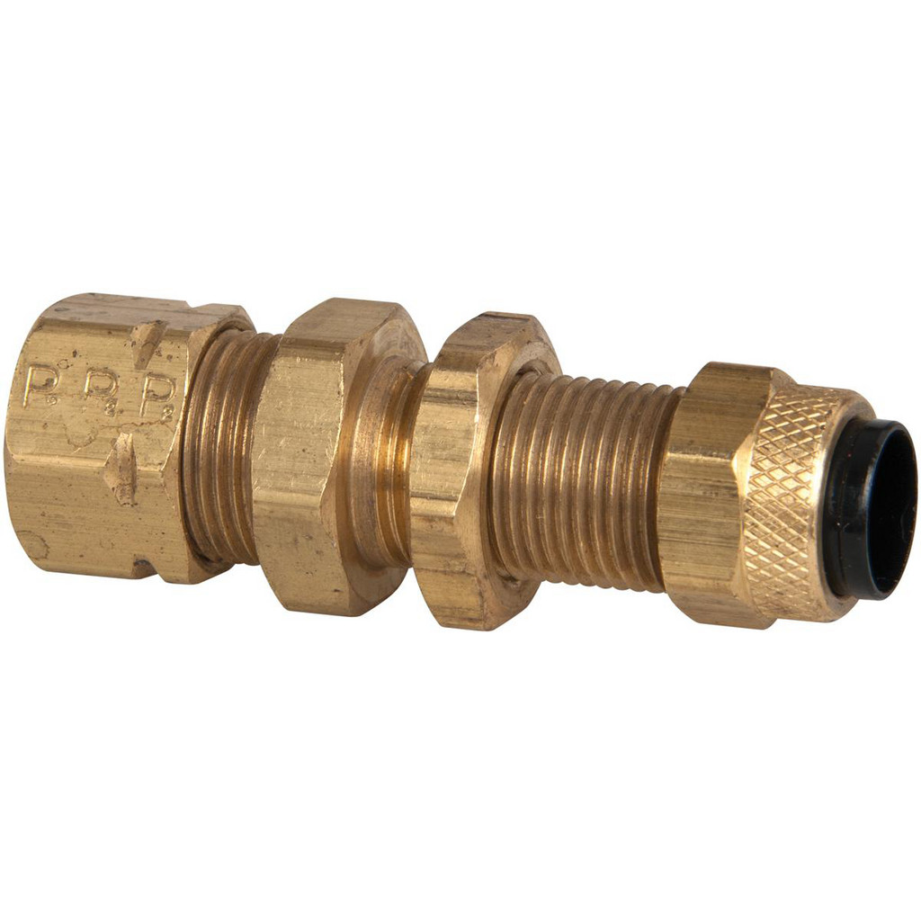 Parker Compression Tube Bulkhead Union: 1/2-24, 3/8" Tube OD, Compression x Compression - Brass | Part #62PCABH-6