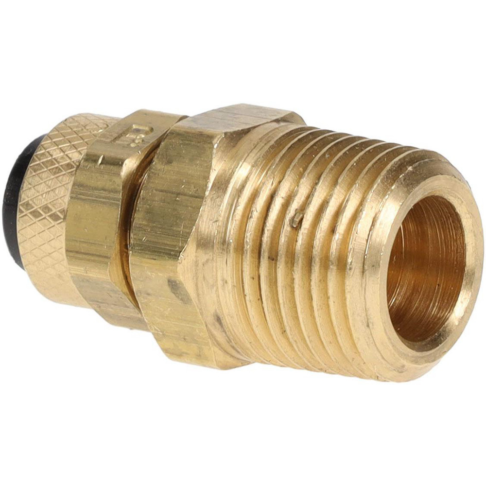 Compression Tube Connector: 3/8-18" Thread, Compression x MNPT