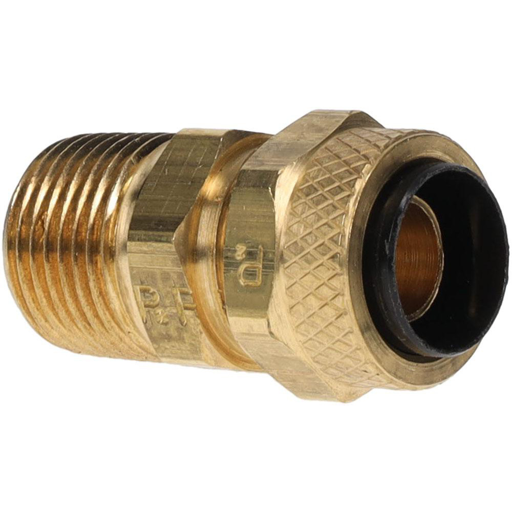 Compression Tube Connector: 3/8-18" Thread, Compression x MNPT