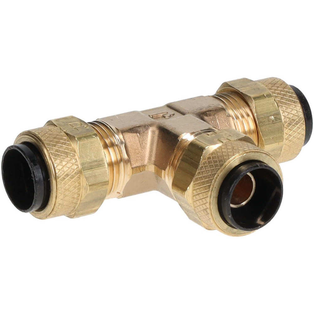 Compression Tube Union: 1/2-24" Thread, Compression x Compression x Compression