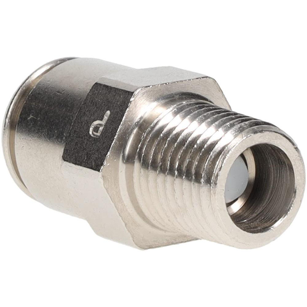 Compression Tube Pipe Coupler Body: 1/4-18" Thread, Plug-in Stem to Pipe