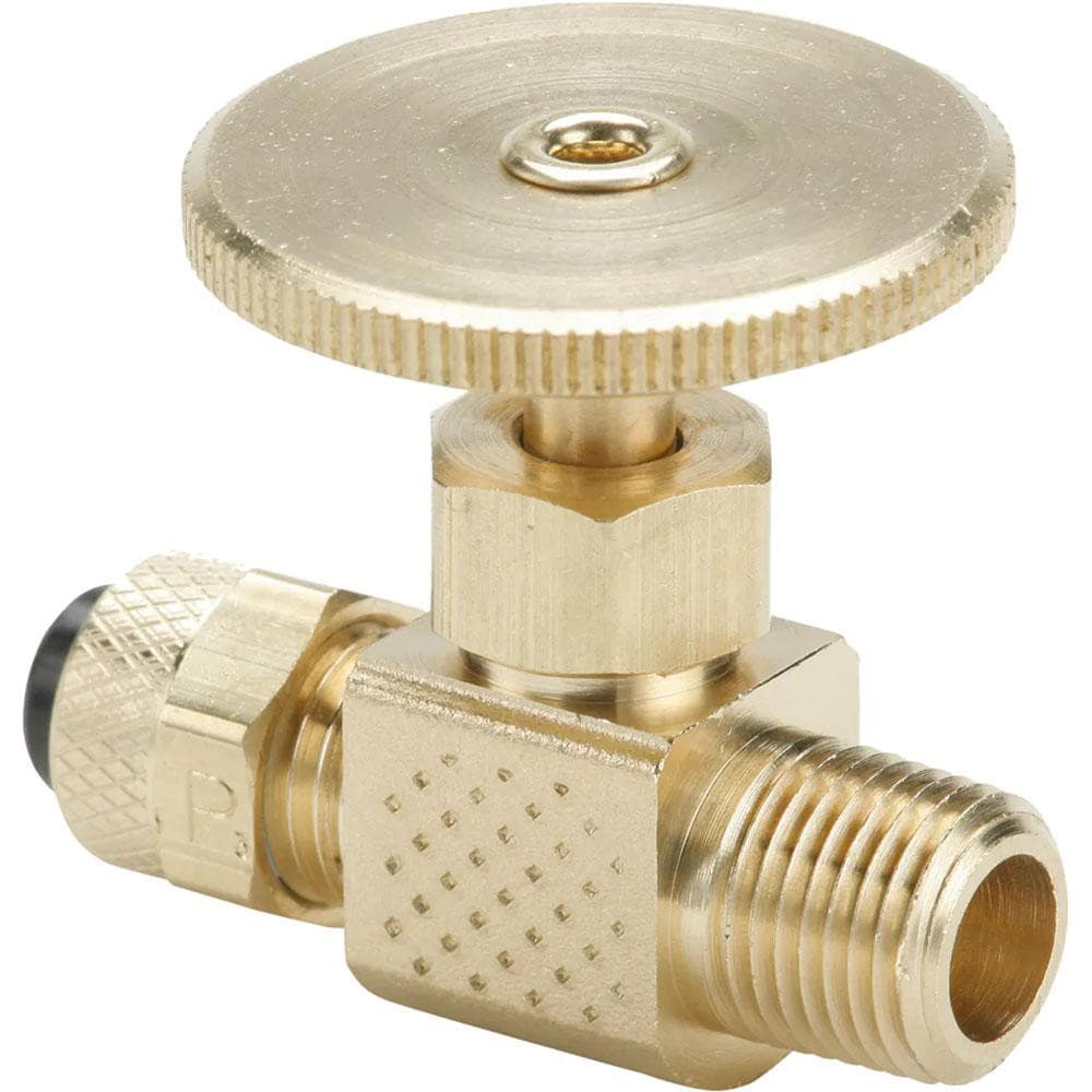 Parker NV311P-4-2 Needle Valve: Straight, 1/4 x 1/8" Pipe, Poly-Tite to Male Pipe End, Brass Body Image