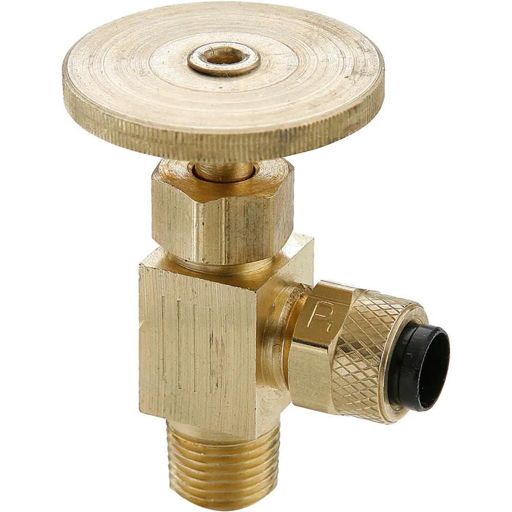 Parker NV312P-4-4 Needle Valve: Angled, 1/4" Pipe, Poly-Tite to Male Pipe End, Brass Body Image