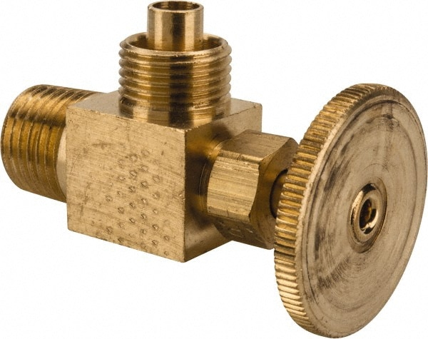 Parker NV312P-6-4 Needle Valve: Angled, 3/8 x 1/4" Pipe, Poly-Tite to Male Pipe End, Brass Body Image