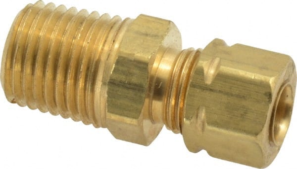 Tube OD 3/16 Qty 5 Brass Fitting Compression Male Connector Male Pipe Size 1/4 