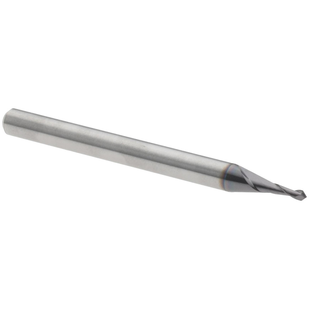Harvey Tool Spotting Drill: 0.0450" Dia, 90 deg, 1.5000" OAL, Solid Carbide - 0.1350" Flute Length, 0.1250" Shank Dia, AlTiN Finish, Right Hand Cut