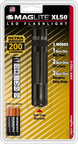 Mag-Lite - Handheld Flashlight: LED, 36 hr Time, AAA battery - 63081152 - MSC Supply