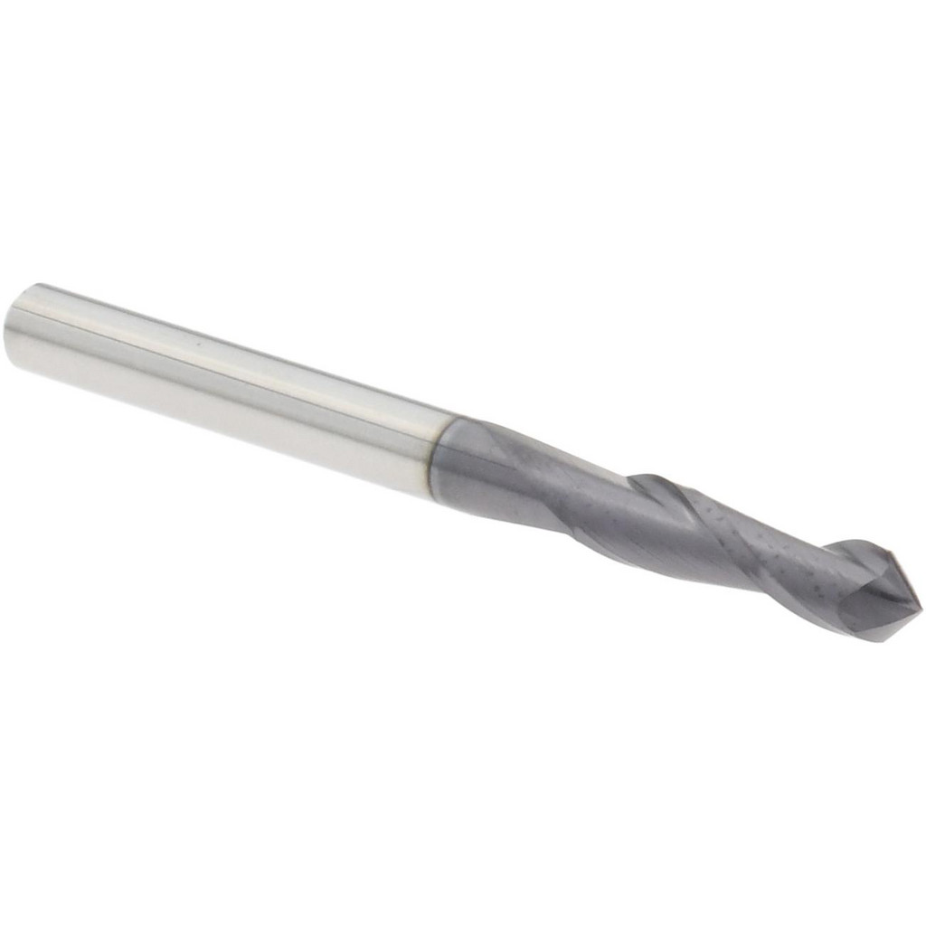 Harvey Tool Drill Mill: 1/8" Dia, 1/2" LOC, 2 Flute, 90 deg Point, Solid Carbide - 1-1/2" OAL, 1/8" Shank, AlTiN Finish | Part #46508-C3