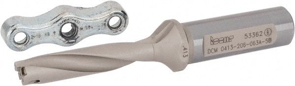 Iscar 3200542 Replaceable Tip Drill: 0.413 to 0.429 Drill Dia, 2.06" Max Depth, 0.625 Weldon Flat Shank Image